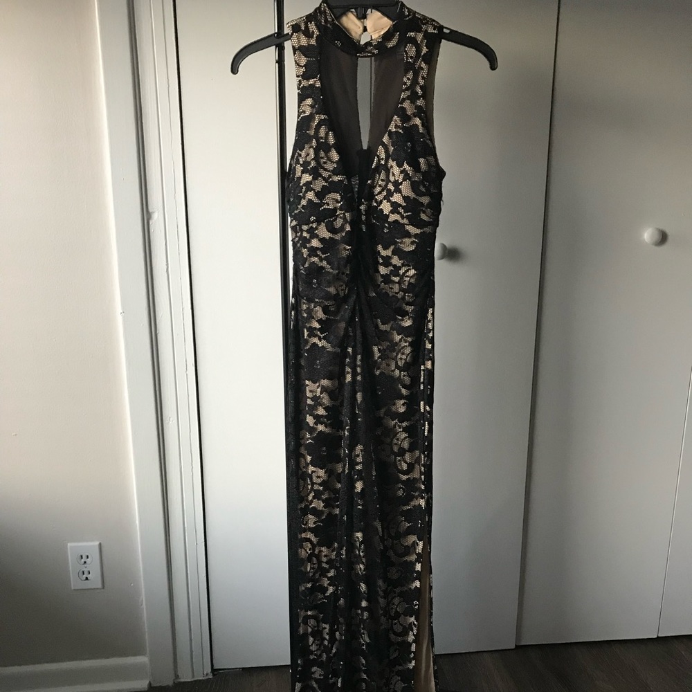 Black nude long formal dress size S